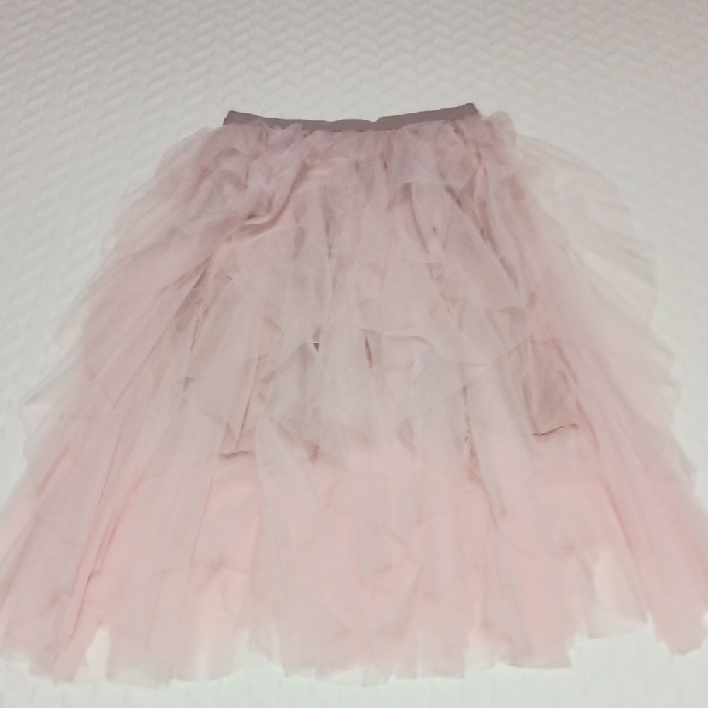 Soft Pink Tulle Midi Skirt